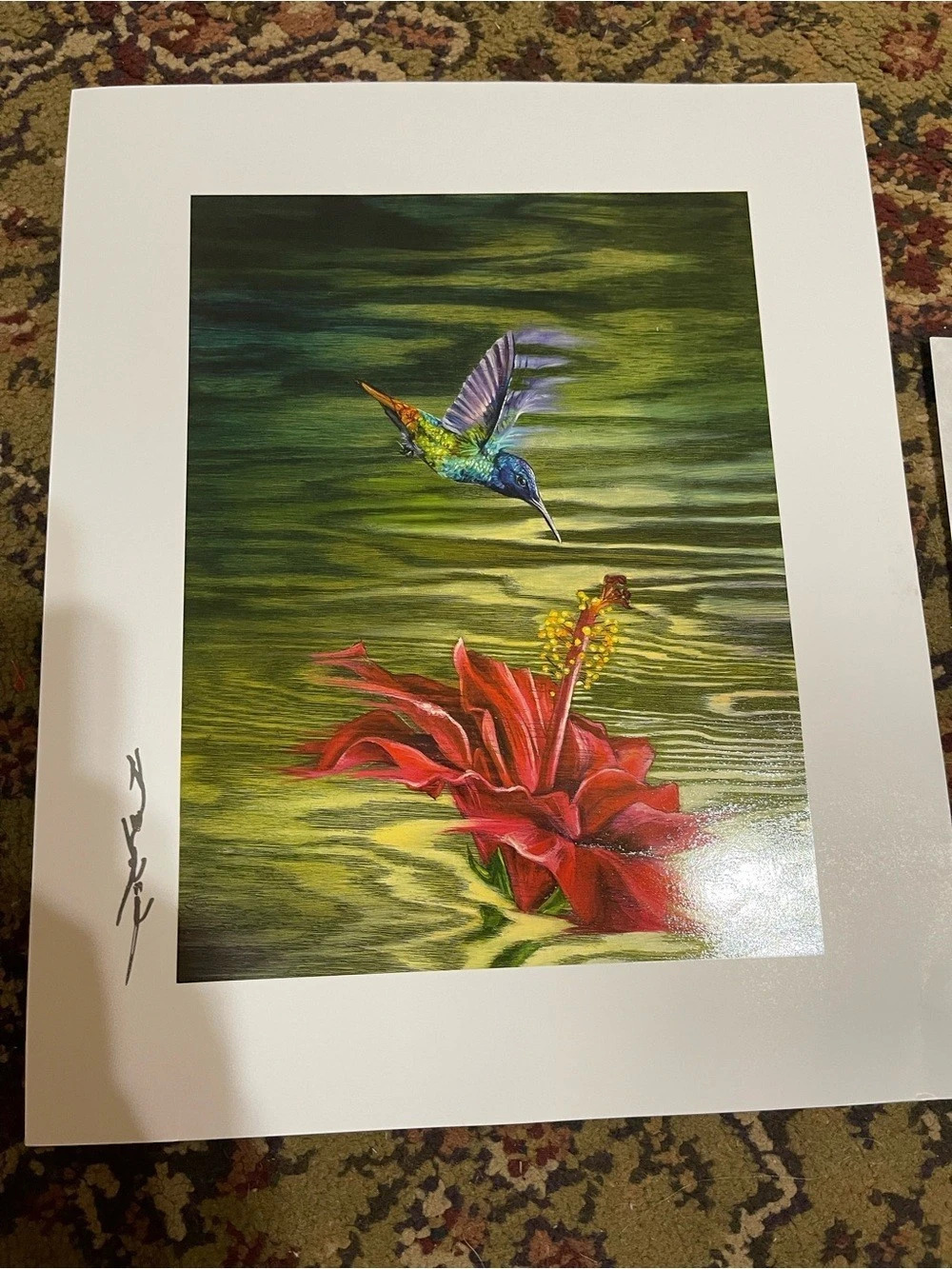Park West Hummingbird Botanical Print titled “Morning Glory”